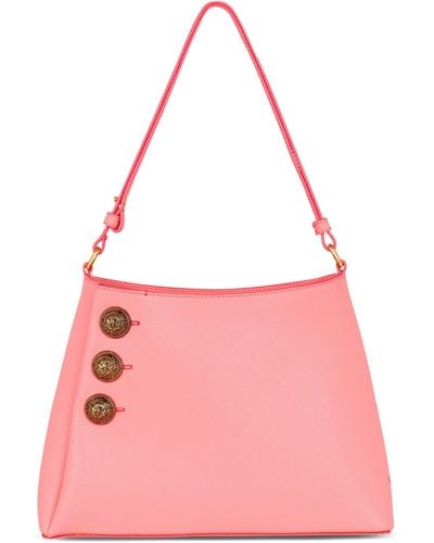 Balmain Leather Emblème Shoulder Bag - Pink
