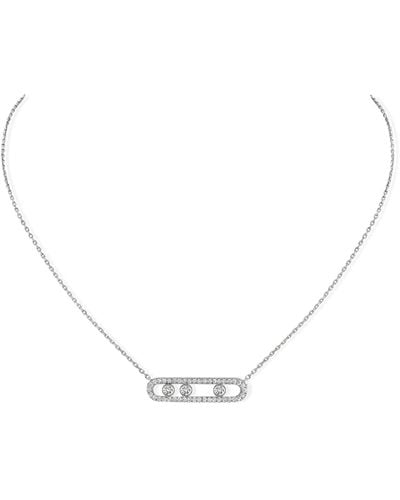 Messika White Gold And Diamond Move Classique Pavé Necklace - Metallic
