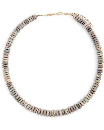 Jacquie Aiche Yellow Gold, Diamond And Opal Graduated Beaded Necklace - Metallic