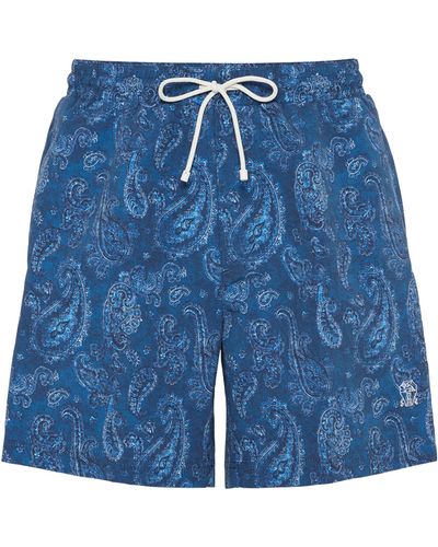 Brunello Cucinelli Paisley Print Swim Shorts - Blue