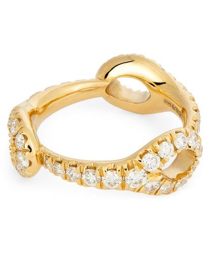 Melissa Kaye Yellow Gold And Diamond Medium Lola Needle Ring - Metallic