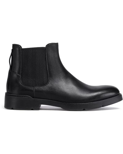 Zegna Leather Cortina Chelsea Boots - Black