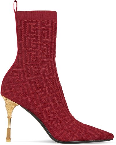 Balmain Moneta Ankle Boots 95 - Red