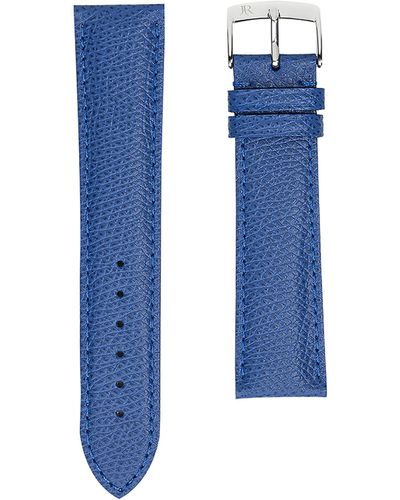 Jean Rousseau Embossed Leather Watch Strap (3.5cm) - Blue
