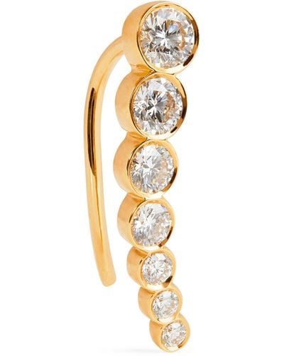Sophie Bille Brahe Yellow Gold And Diamond Petit Croissant De Lune Single Right Earring - Metallic