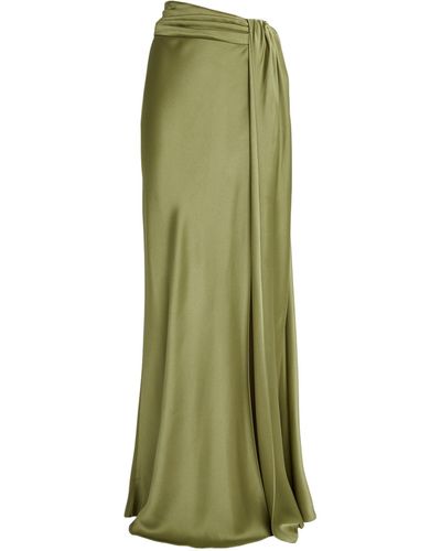 LAPOINTE Satin Thigh-split Skirt - Green
