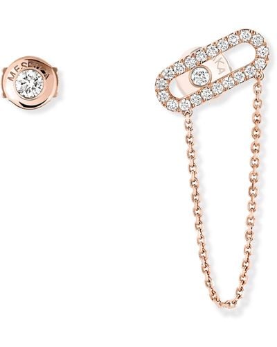 Messika Rose Gold And Diamond Move Uno Earrings - White
