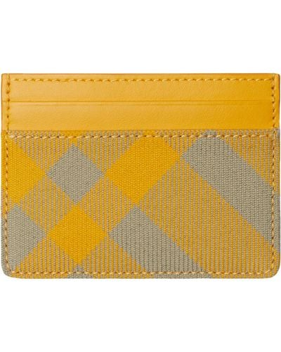 Burberry Leather Check Card Holder - Yellow
