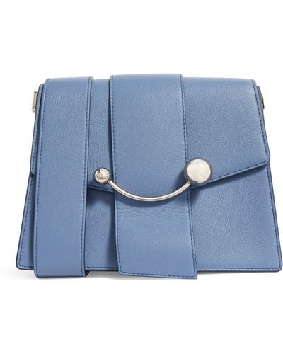 Strathberry Leather Box Crescent Cross-body Bag - Blue