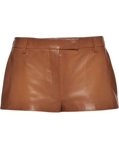Prada Nappa Leather Shorts - Brown