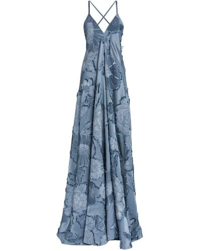 Etro Silk Floral Maxi Dress - Blue