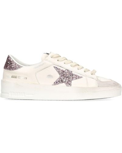 Golden Goose Leather Stardan Trainers - Natural