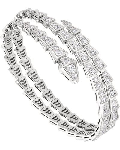 BVLGARI Medium White Gold And Diamond Serpenti Viper Bracelet