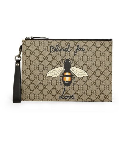 Gucci Bestiary Pouch With Bee - Natural