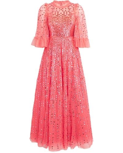 Needle & Thread Embellished Raindrop Gown - Pink