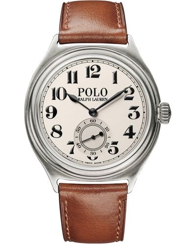 Polo Ralph Lauren Leather Polo Vintage 67 Watch 40mm - Grey