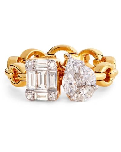 Nadine Aysoy Yellow Gold And Diamond Catena Double Illusion Ring - Orange