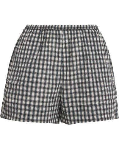 Ganni Seersucker Check Shorts - Grey