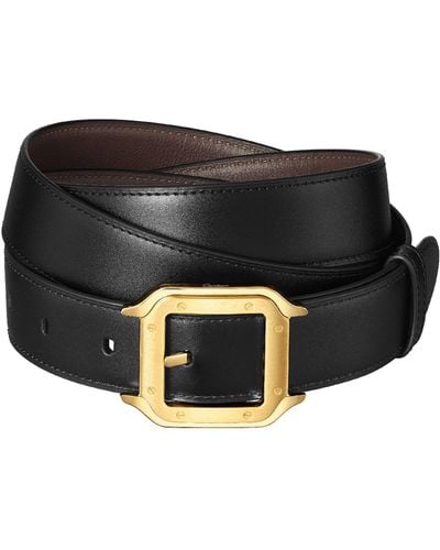 Cartier Leather Reversible Santos De Belt - Black