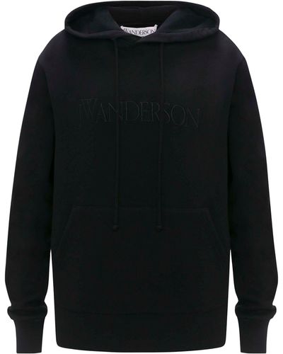 JW Anderson Cotton Logo-embroidered Hoodie - Blue