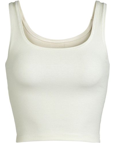 Skims Cotton Ribbed Cropped Tank Top - White
