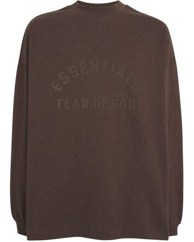 Fear Of God Long-sleeve Oversized Logo T-shirt - Brown