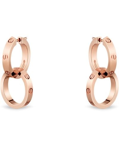 Cartier Rose Gold Love Double Hoop Earrings - Natural