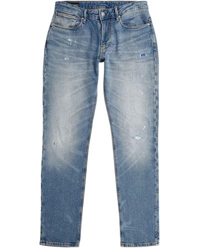 Emporio Armani Distressed Mid-rise Slim Jeans - Blue