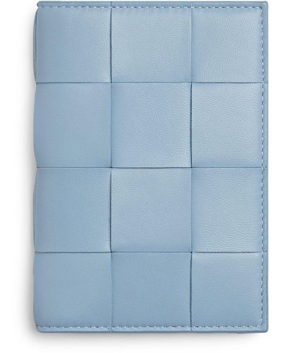 Bottega Veneta Leather Cassette Passport Holder - Blue