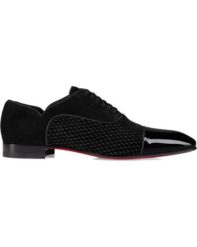 Christian Louboutin Greggy Chick Patent Velvet Oxford Shoes - Black