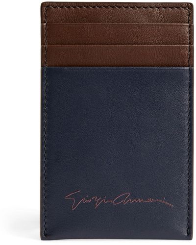 Giorgio Armani Leather Two-tone Card Holder - Blue