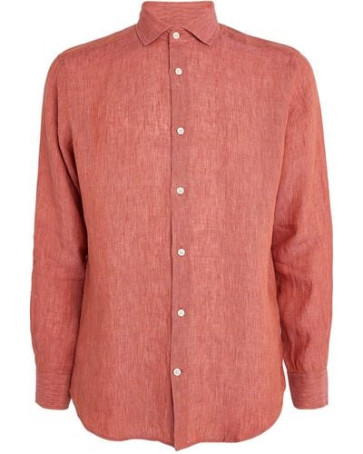 Frescobol Carioca Linen Long-sleeve Shirt - Pink