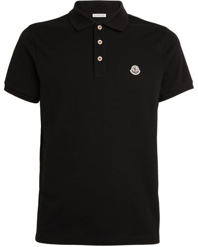 Moncler Piqué Logo-patch Polo Shirt - Black