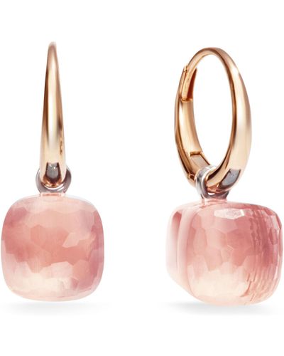 Pomellato Rose Gold And Rose Quartz Nudo Earrings - Pink