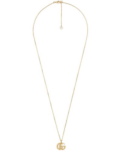 Gucci Yellow Gold Double G Running Necklace - White