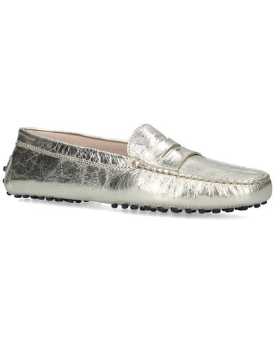 Tod's Leather Gommino Driving Shoes - Metallic