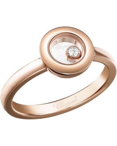 Chopard Rose Gold And Diamond Happy Diamonds Icons Ring - Metallic