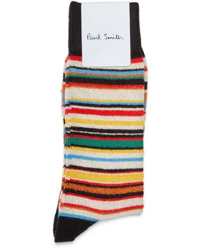 Paul Smith Wool-blend Signature Stripe Socks - White