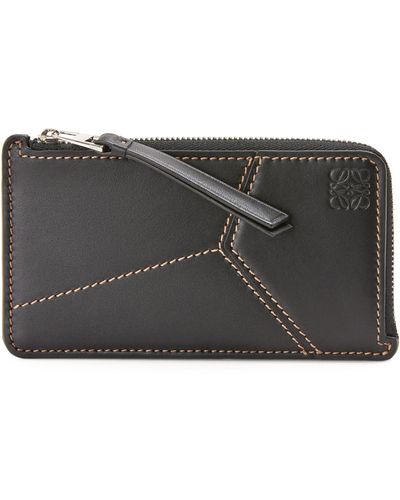 Loewe Leather Puzzle Coin And Card Holder - Black