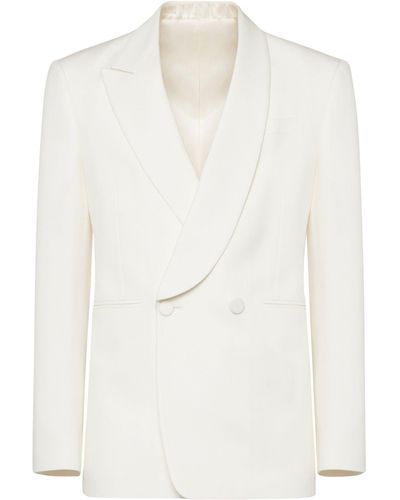 Alexander McQueen Wool Asymmetric Lapels Blazer - White