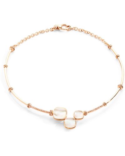 Pomellato Rose Gold, Diamond, White Topaz And Mother-of-pearl Nudo Rivière Necklace - Natural
