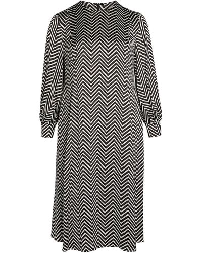 Marina Rinaldi Chevron Print Domanda Mini Dress - Grey