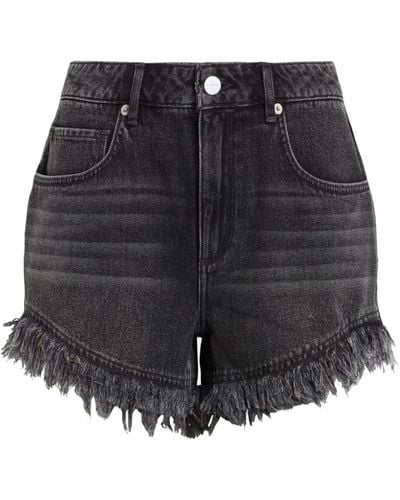 AllSaints Hailey Frayed Denim Shorts - Grey