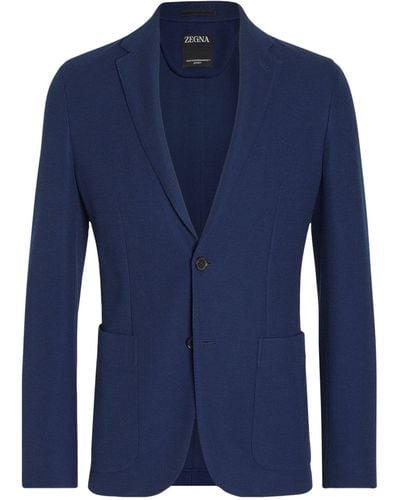 Zegna Wool-cotton Jersey Jacket - Blue