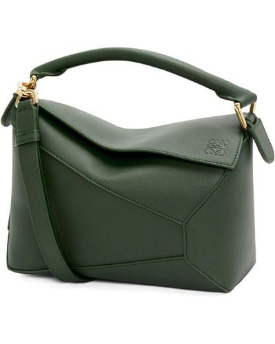 Loewe Small Leather Puzzle Edge Top-handle Bag - Green
