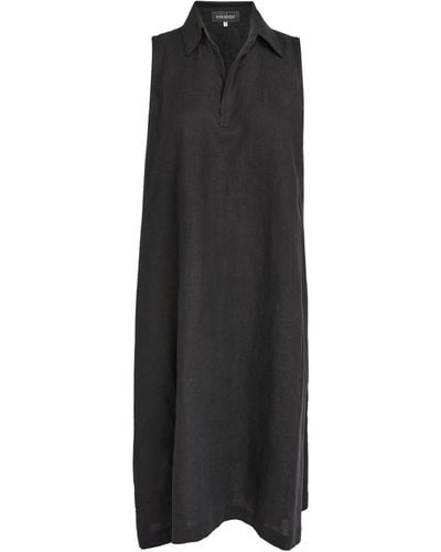 Eskandar Linen Midi Dress - Black