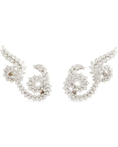 YEPREM White Gold And Diamond Y-couture Earrings - Metallic
