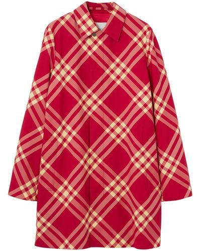 Burberry Check Car Coat - Red