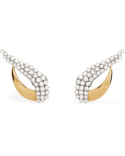 YEPREM Yellow Gold And Diamond Golden Strada Earrings - Metallic