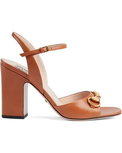 Gucci Leather Horsebit Heeled Sandals - Pink